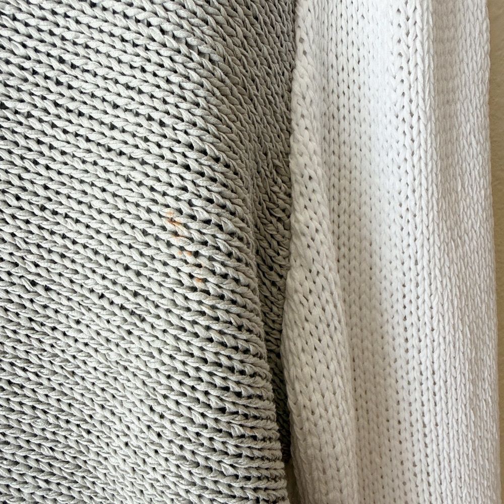 Eckhaus Latta 100% Cotton Asymmetric Colorblock Knit Cardigan Grey & White - Picture 5 of 14